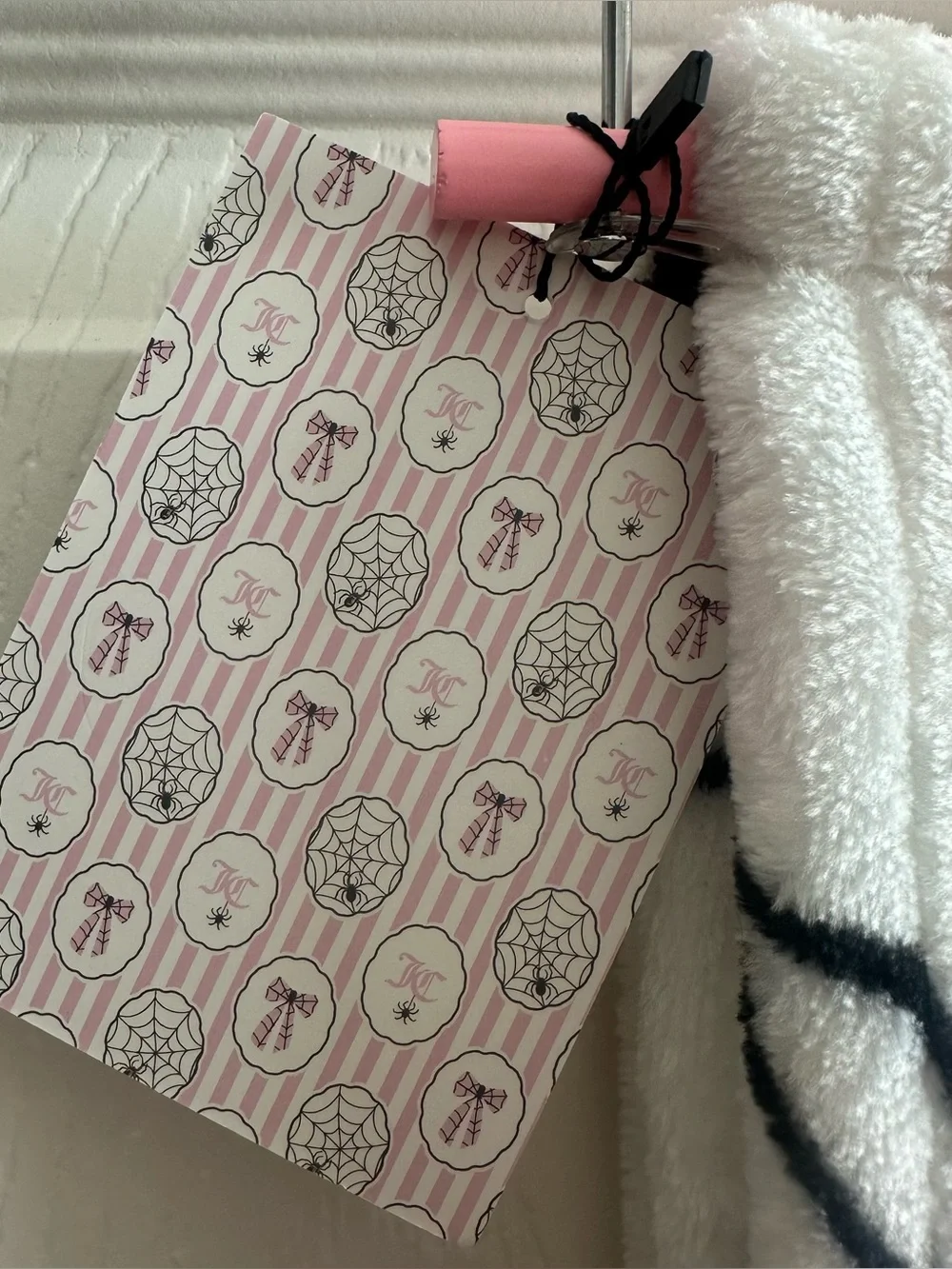 Juicy Couture Pink and Black Plush Throw Blanket New